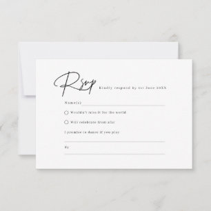 Elegant script minimalist RSVP Reply Kaart