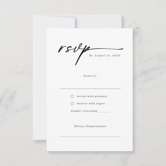 Elegant script minimalist RSVP Reply Kaart (Voorkant)
