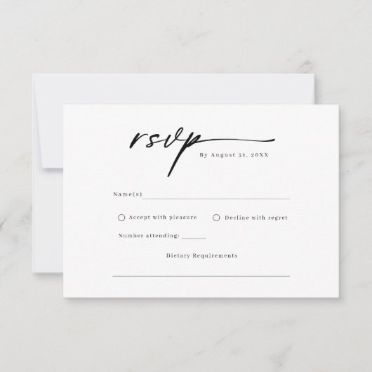 Elegant script minimalist RSVP Reply Kaart (Voorkant)