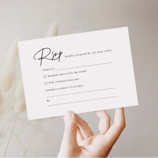 Elegant script minimalist RSVP Reply Kaart