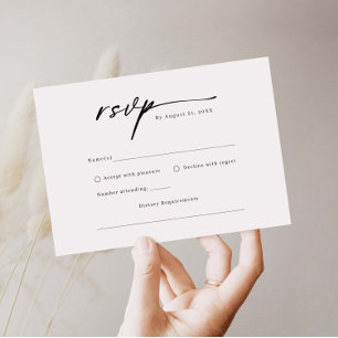 Elegant script minimalist RSVP Reply Kaart