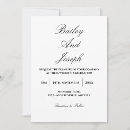 Elegant Script Minimalist Wedding Invitation Kaart