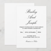 Elegant Script Minimalist Wedding Invitation Kaart (Voorkant / Achterkant)