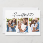 Elegant Script minimalistisch 3 foto collage bruil Save The Date (Voorkant)