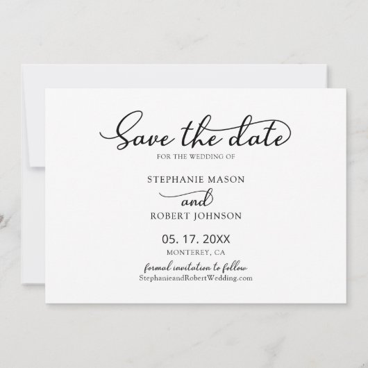 Elegant Script minimalistisch 3 foto collage bruil Save The Date (Achterkant)
