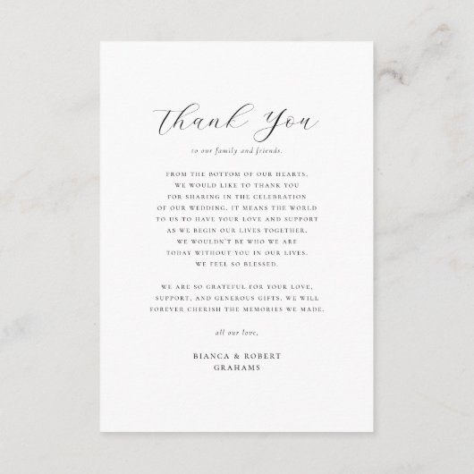 Elegant Script minimalistisch 4 foto collage bruil Bedankkaart (Achterkant)