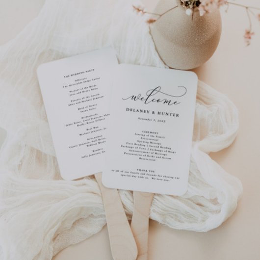 Elegant Script minimalistisch bewerkbaar huwelijks Handwaaier
