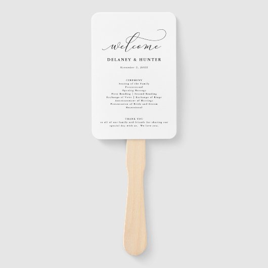 Elegant Script minimalistisch bewerkbaar huwelijks Handwaaier (Voorkant)