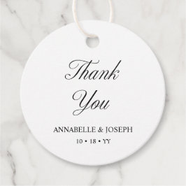 Elegant Script minimalistisch formeel wit bruiloft Bedankjes Labels