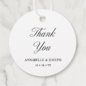 Elegant Script minimalistisch formeel wit bruiloft Bedankjes Labels (Voorkant)