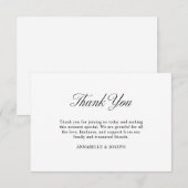 Elegant Script minimalistisch formeel wit bruiloft Bedankkaart (Voorkant / Achterkant)