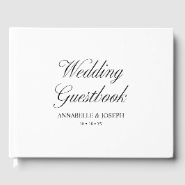 Elegant Script minimalistisch formeel wit bruiloft Gastenboek