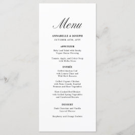 Elegant Script minimalistisch formeel wit bruiloft Menu