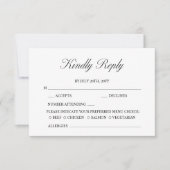 Elegant Script minimalistisch formeel wit bruiloft RSVP Kaartje (Voorkant)