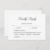 Elegant Script minimalistisch formeel wit bruiloft RSVP Kaartje (Voorkant / Achterkant)