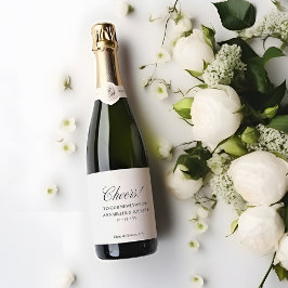 Elegant Script minimalistisch formeel wit bruiloft Sparkling Wijnetiket