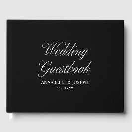 Elegant Script minimalistisch formeel zwart bruilo Gastenboek