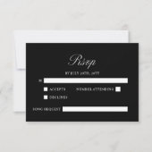 Elegant Script minimalistisch formeel zwart bruilo RSVP Kaartje (Voorkant)