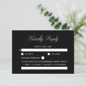 Elegant Script minimalistisch formeel zwart bruilo RSVP Kaartje (Staand voorkant)
