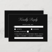Elegant Script minimalistisch formeel zwart bruilo RSVP Kaartje (Voorkant / Achterkant)
