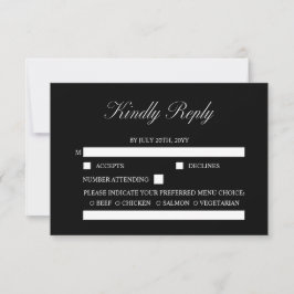 Elegant Script minimalistisch formeel zwart bruilo RSVP Kaartje