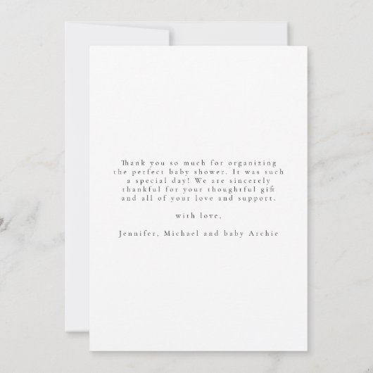 Elegant Script minimalistisch fotocollage nieuwe b Bedankkaart (Achterkant)