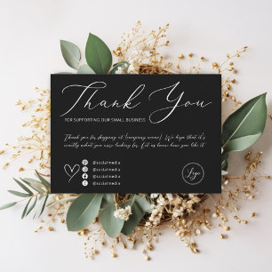 Elegant script minimalistisch zwart orde dank u bedankkaart