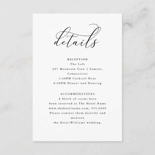 Elegant Script Minimalistische Bewerkbare Trouwdet Informatiekaartje (Voorkant)