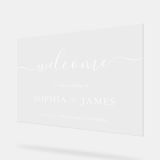 Elegant Script minimalistische bruiloft Acryl Bord (Hoek)