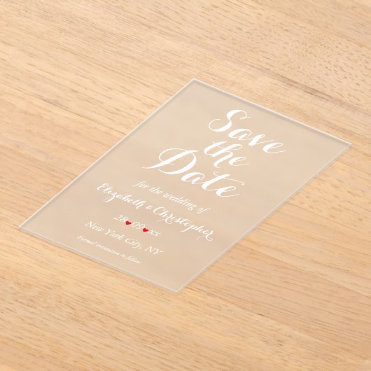 Elegant script minimalistische bruiloft Bewaar de Acryl Uitnodigingen (Laagn)