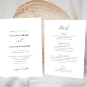 Elegant script minimalistische dubbelzijdige bruil kaart