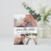 Elegant Script Minimalistische foto's Trouwwebsite Kaart (Staand voorkant)