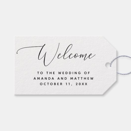 Elegant script. Minimalistische klassieke bruiloft Cadeaulabel (Voorkant (Horizontaal))