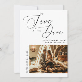 elegant script | Minimalistische schone foto bruil Save The Date