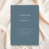 Elegant script minimalistische stoffige blauwe bru kaart