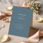 Elegant script minimalistische stoffige blauwe bru kaart