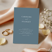 Elegant script minimalistische stoffige blauwe bru kaart