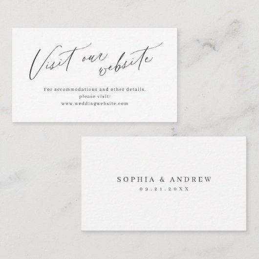 Elegant script minimalistische website Insert card Plaatskaartje (Voorkant / Achterkant)
