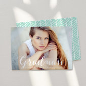 Elegant Script Mint Green Photo Afstuderen Aankondiging