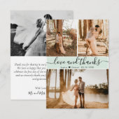 Elegant Script Mint Green Wedding 3 Foto Collage Bedankkaart (Voorkant / Achterkant)