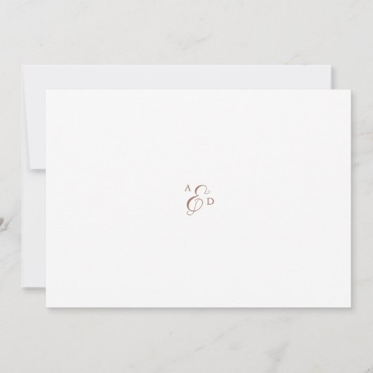 Elegant Script Mocha Monogram Trouwfoto Bedankkaart (Achterkant)