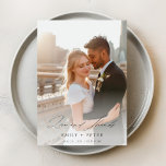 Elegant Script Modern 2 foto bruiloft Bedankkaart<br><div class="desc">Spreek je dankbaarheid uit met onze Elegant Script Modern 2 Photo Wedding Thank You Card. Met twee mooie elegante paar foto en moderne handgeschreven kalligrafie,  deze foto bruiloft bedankkaarten zijn perfect voor elke vorm van bruiloften.</div>