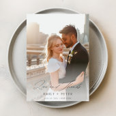 Elegant Script Modern 2 foto bruiloft Bedankkaart