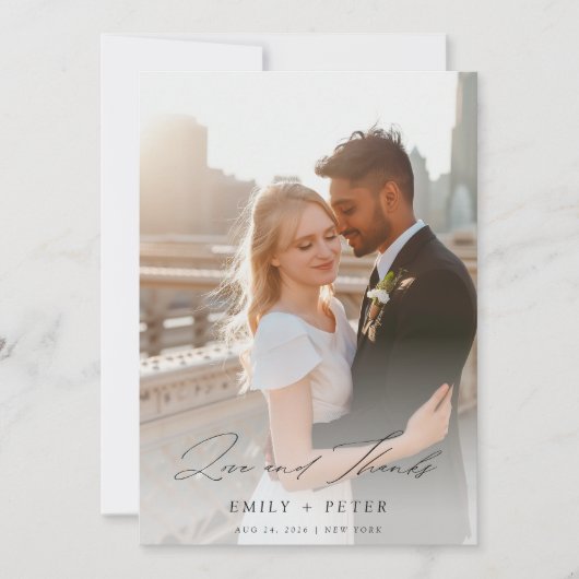 Elegant Script Modern 2 foto bruiloft Bedankkaart (Voorkant)