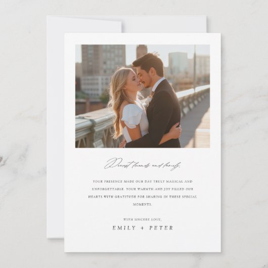 Elegant Script Modern 2 foto bruiloft Bedankkaart (Achterkant)