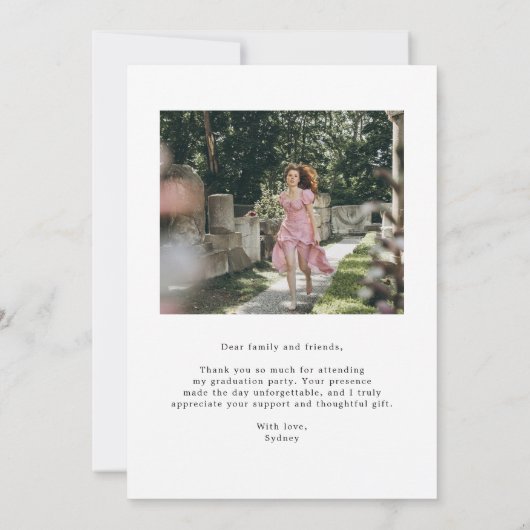 Elegant Script Modern 2 foto Eenvoudig Afstuderen Bedankkaart (Achterkant)