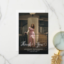 Elegant Script Modern 2 foto Eenvoudig Afstuderen Bedankkaart