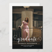 Elegant Script Modern 2 Photo Afstuderen Aankondiging (Voorkant / Achterkant)