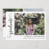 Elegant Script Modern 3 Foto Afstuderen Aankondiging (Voorkant / Achterkant)