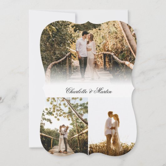 Elegant Script Modern 4 foto bruiloft Kaart (Achterkant)